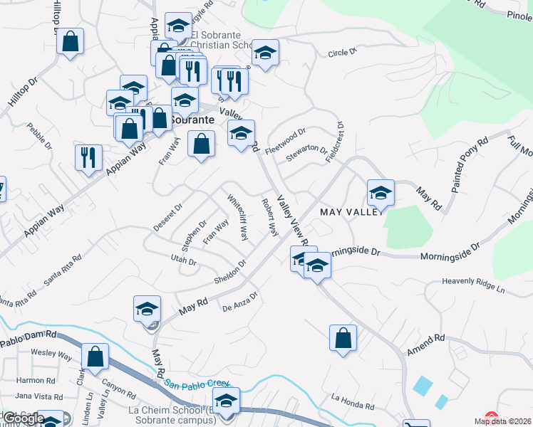 map of restaurants, bars, coffee shops, grocery stores, and more near 4528 Robert Way in Richmond