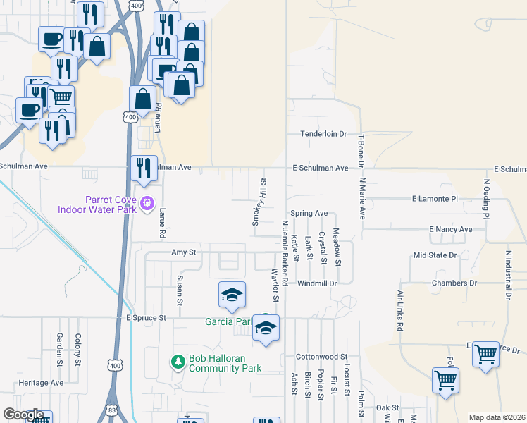 map of restaurants, bars, coffee shops, grocery stores, and more near 3613 Cheyenne Court in Garden City