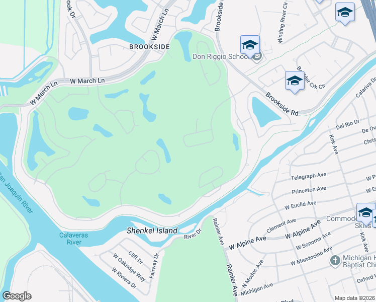 map of restaurants, bars, coffee shops, grocery stores, and more near 3756 Gleneagles Drive in Stockton