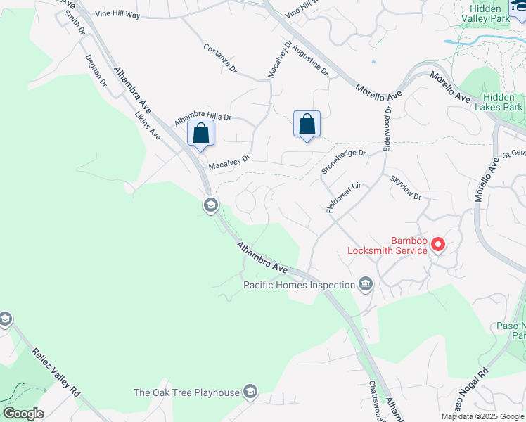 map of restaurants, bars, coffee shops, grocery stores, and more near 303 Wildcroft Drive in Martinez