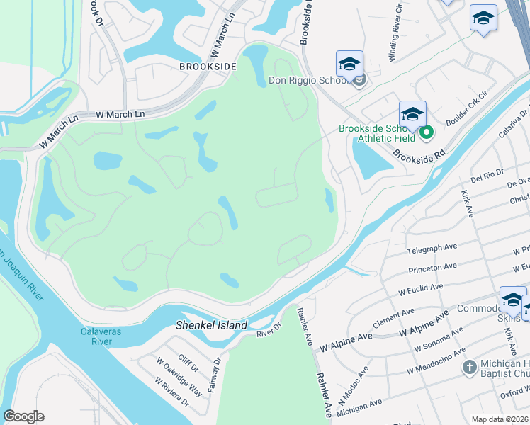 map of restaurants, bars, coffee shops, grocery stores, and more near 3756 Gleneagles Drive in Stockton