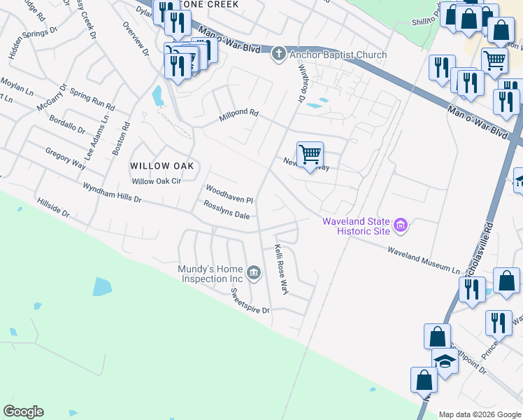 map of restaurants, bars, coffee shops, grocery stores, and more near 3825 Winthrop Drive in Lexington