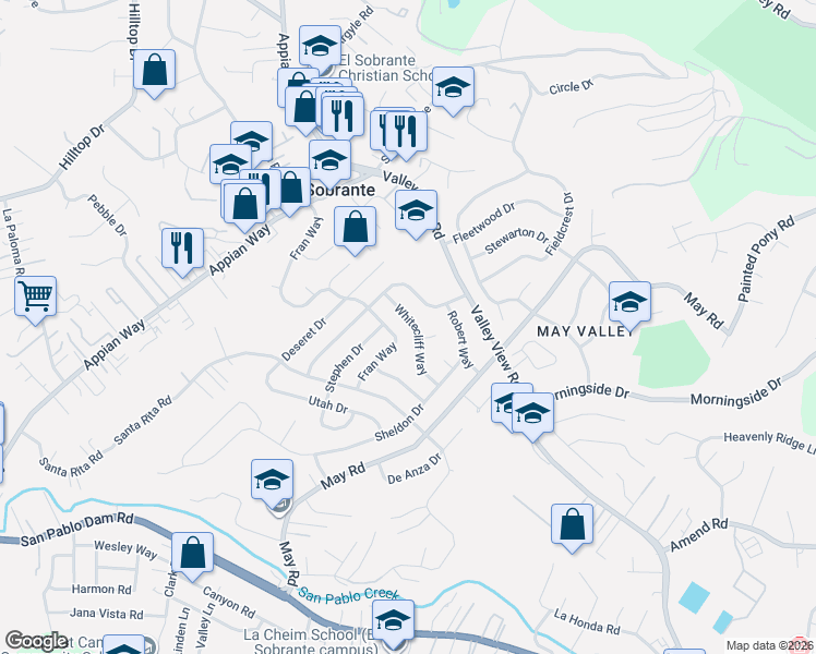 map of restaurants, bars, coffee shops, grocery stores, and more near 4500 Whitecliff Way in Richmond