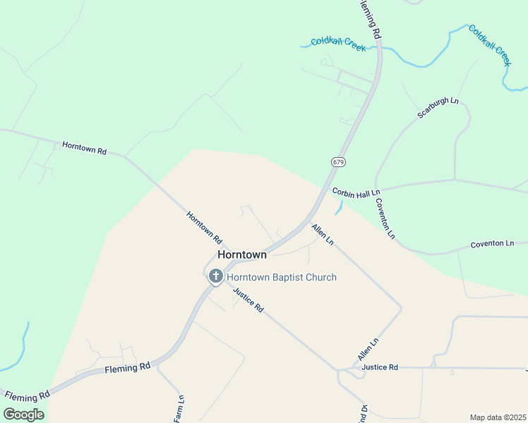 map of restaurants, bars, coffee shops, grocery stores, and more near Welbourne Lane in Horntown
