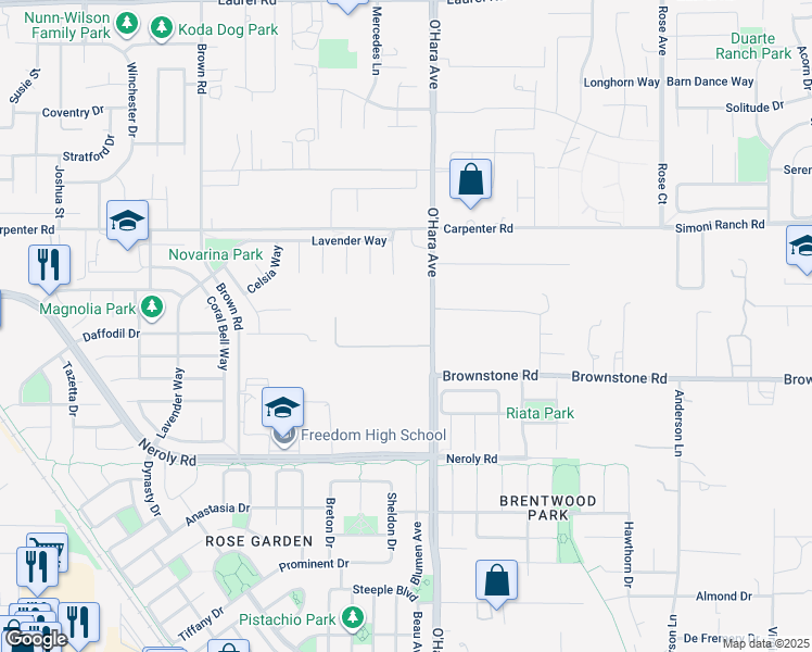 map of restaurants, bars, coffee shops, grocery stores, and more near 1000 Vintage Drive in Oakley