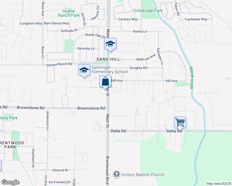 map of restaurants, bars, coffee shops, grocery stores, and more near 75 East Bolton Road in Oakley