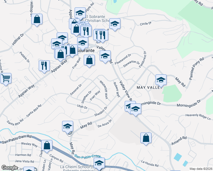 map of restaurants, bars, coffee shops, grocery stores, and more near 4500 Whitecliff Way in Richmond