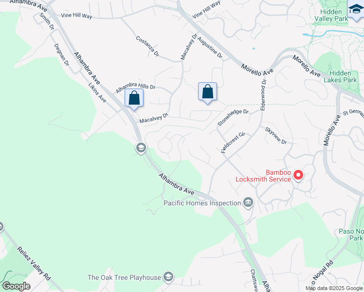 map of restaurants, bars, coffee shops, grocery stores, and more near 312 Wildcroft Drive in Martinez