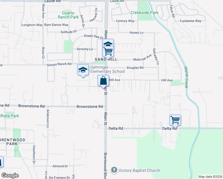 map of restaurants, bars, coffee shops, grocery stores, and more near 75 East Bolton Road in Oakley