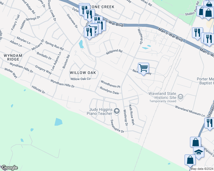 map of restaurants, bars, coffee shops, grocery stores, and more near 744 Woodhaven Place in Lexington