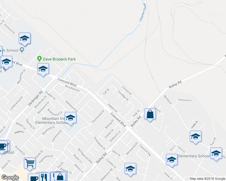 map of restaurants, bars, coffee shops, grocery stores, and more near 1849 Pierce Court in Concord