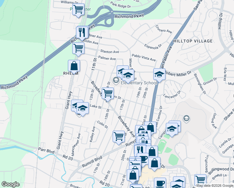 map of restaurants, bars, coffee shops, grocery stores, and more near 2913 16th Street in San Pablo