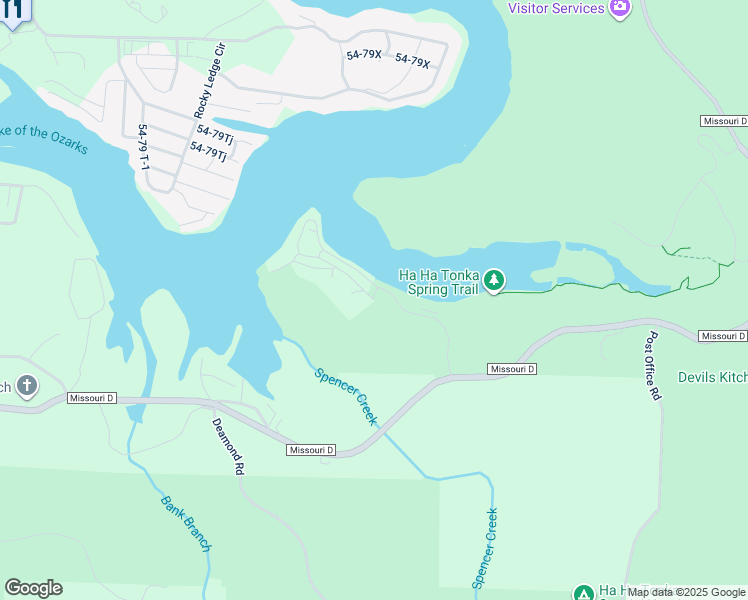 map of restaurants, bars, coffee shops, grocery stores, and more near D-146 in Camdenton
