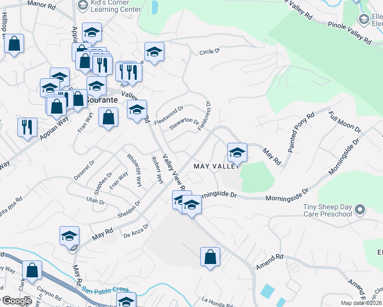 map of restaurants, bars, coffee shops, grocery stores, and more near 3406 Eric Court in Richmond