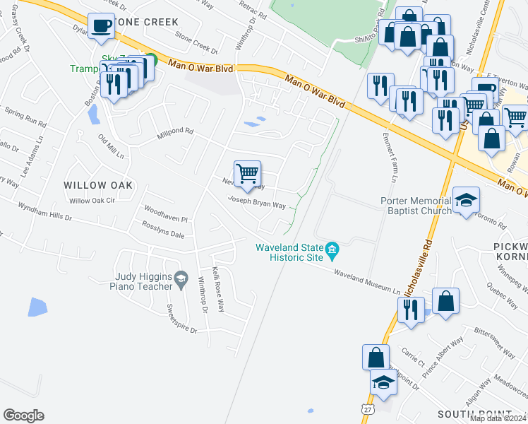 map of restaurants, bars, coffee shops, grocery stores, and more near 3826 Lochdale Terrace in Lexington