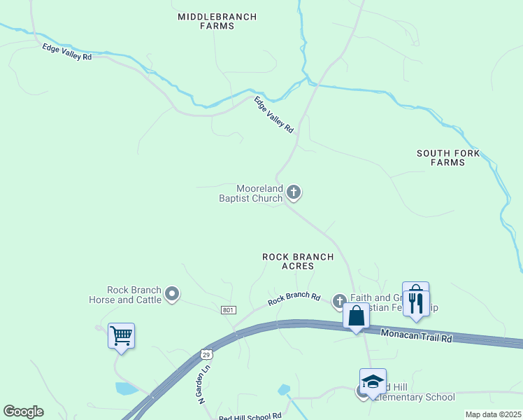 map of restaurants, bars, coffee shops, grocery stores, and more near 2244 Taylors Gap Road in North Garden