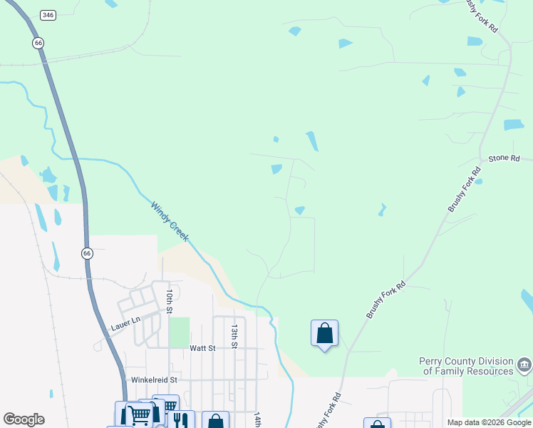 map of restaurants, bars, coffee shops, grocery stores, and more near 9225 Sunset Road in Tell City