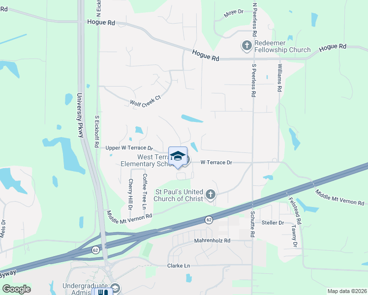 map of restaurants, bars, coffee shops, grocery stores, and more near 445 Key West Drive in Evansville