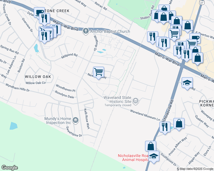 map of restaurants, bars, coffee shops, grocery stores, and more near 3810 Lochdale Terrace in Lexington