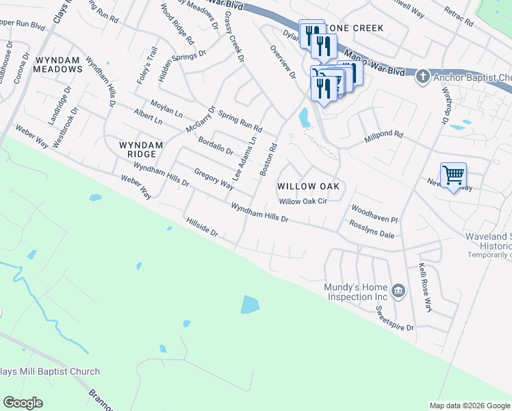 map of restaurants, bars, coffee shops, grocery stores, and more near 3988 Boston Road in Lexington