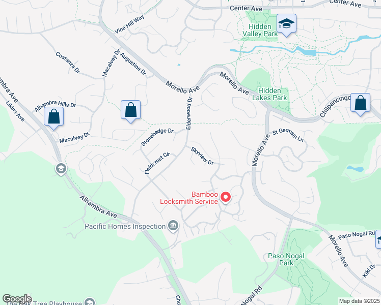 map of restaurants, bars, coffee shops, grocery stores, and more near 400 Sprucewood Court in Pleasant Hill
