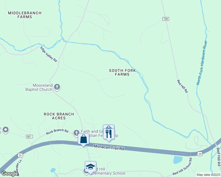 map of restaurants, bars, coffee shops, grocery stores, and more near 4355 Sycamore Creek Drive in North Garden