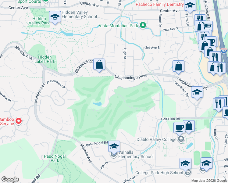 map of restaurants, bars, coffee shops, grocery stores, and more near 808 Golf Club Road in Pleasant Hill
