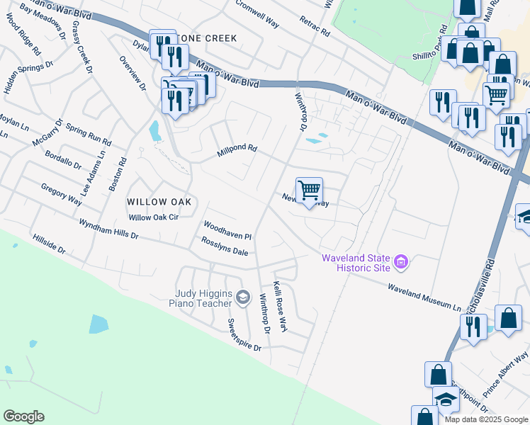 map of restaurants, bars, coffee shops, grocery stores, and more near 3777 Winthrop Drive in Lexington