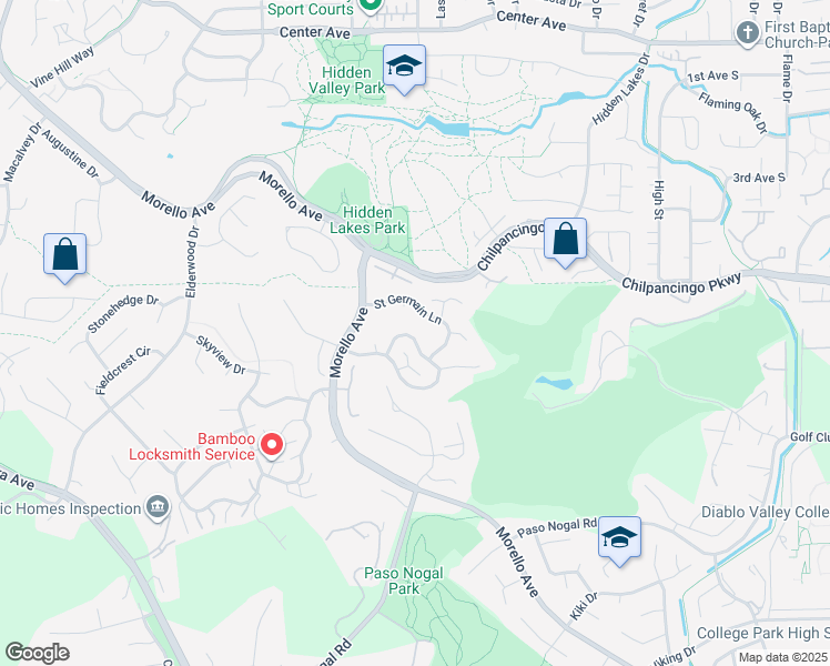 map of restaurants, bars, coffee shops, grocery stores, and more near 126 Saint Joan Lane in Pleasant Hill