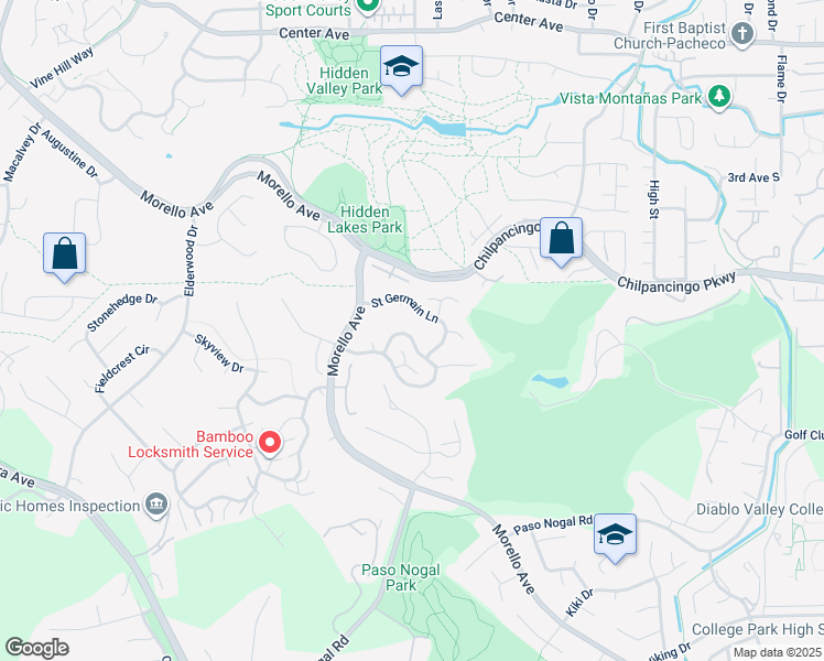 map of restaurants, bars, coffee shops, grocery stores, and more near 126 Saint Joan Lane in Pleasant Hill