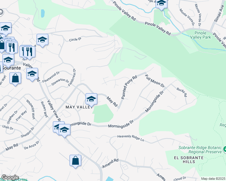 map of restaurants, bars, coffee shops, grocery stores, and more near 3747 Painted Pony Road in Richmond