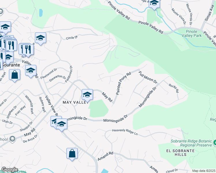 map of restaurants, bars, coffee shops, grocery stores, and more near 3747 Painted Pony Road in Richmond