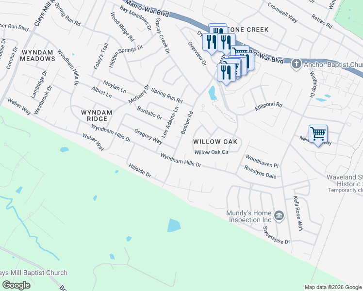 map of restaurants, bars, coffee shops, grocery stores, and more near 3988 Boston Road in Lexington