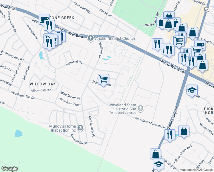 map of restaurants, bars, coffee shops, grocery stores, and more near 3810 Lochdale Terrace in Lexington