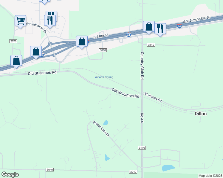 map of restaurants, bars, coffee shops, grocery stores, and more near 11370 Co Road 3060 in Rolla