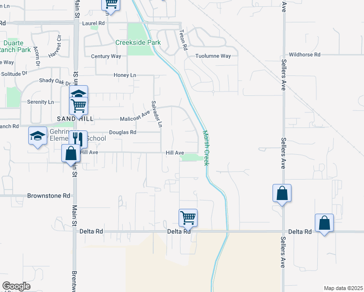 map of restaurants, bars, coffee shops, grocery stores, and more near 35 Keith Court in Oakley