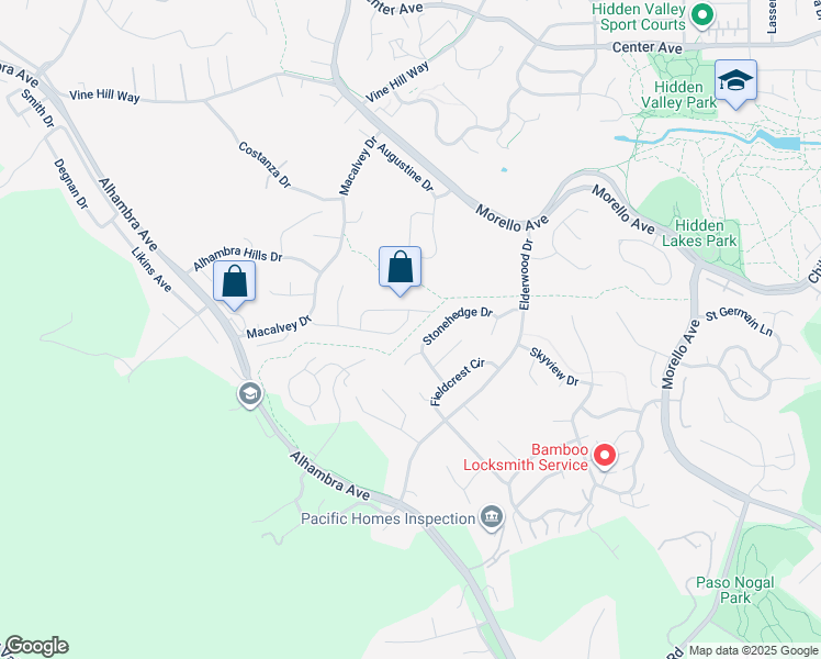 map of restaurants, bars, coffee shops, grocery stores, and more near 276 Sunnybrae Drive in Martinez