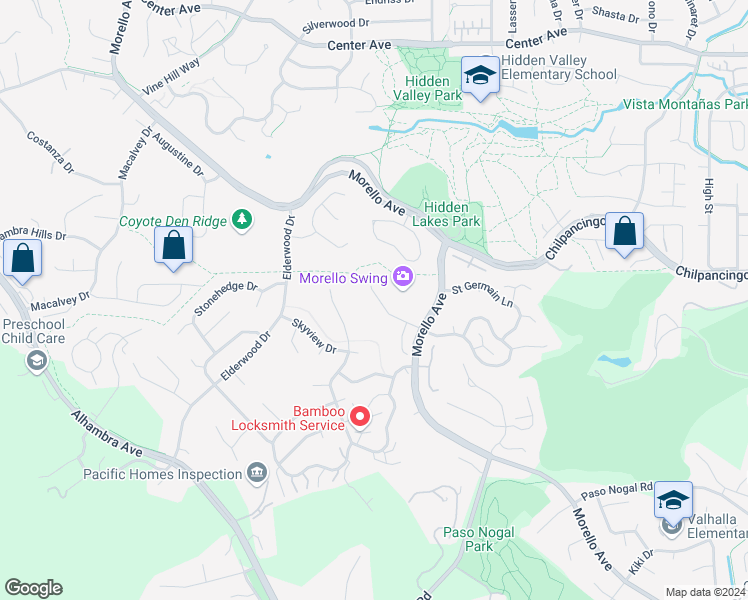 map of restaurants, bars, coffee shops, grocery stores, and more near 311 Valley High Drive in Pleasant Hill