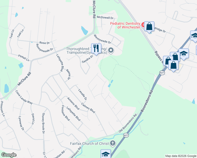 map of restaurants, bars, coffee shops, grocery stores, and more near 24 Seneca Drive in Winchester
