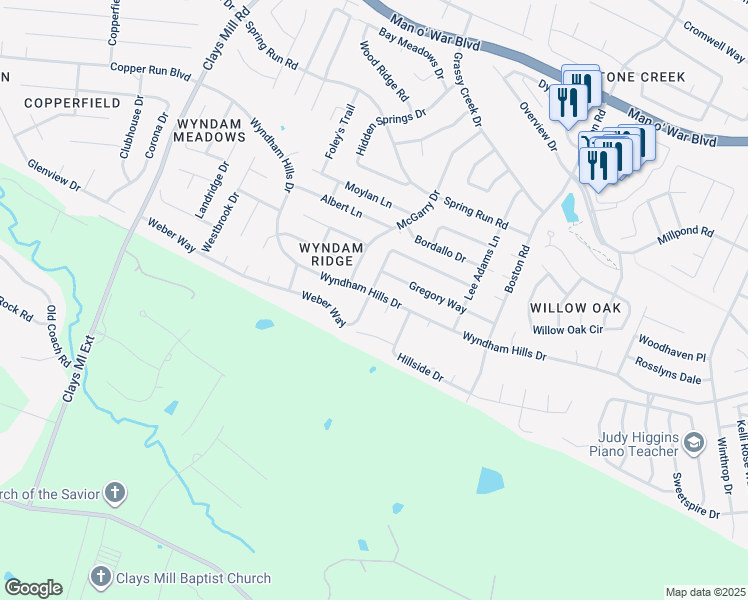 map of restaurants, bars, coffee shops, grocery stores, and more near 1004 Wyndham Hills Drive in Lexington