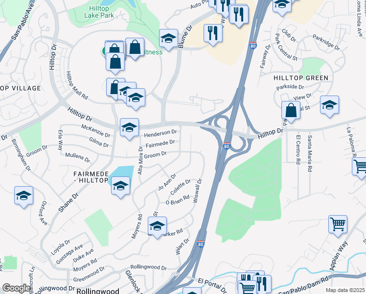 map of restaurants, bars, coffee shops, grocery stores, and more near 3106 Moyers Road in Richmond
