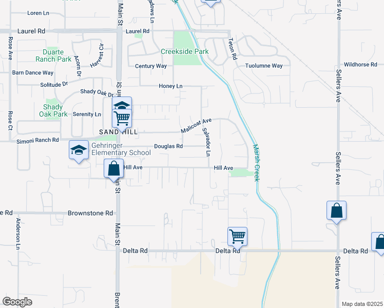 map of restaurants, bars, coffee shops, grocery stores, and more near 34 Fuller Court in Oakley