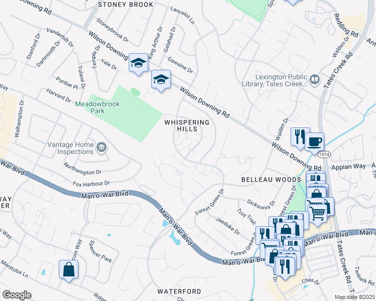 map of restaurants, bars, coffee shops, grocery stores, and more near 3724 Hacker Court in Lexington