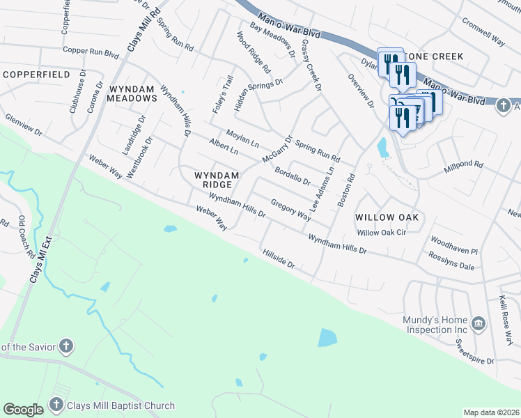 map of restaurants, bars, coffee shops, grocery stores, and more near 981 Wyndham Hills Dr in Lexington