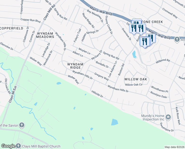 map of restaurants, bars, coffee shops, grocery stores, and more near 981 Wyndham Hills Drive in Lexington