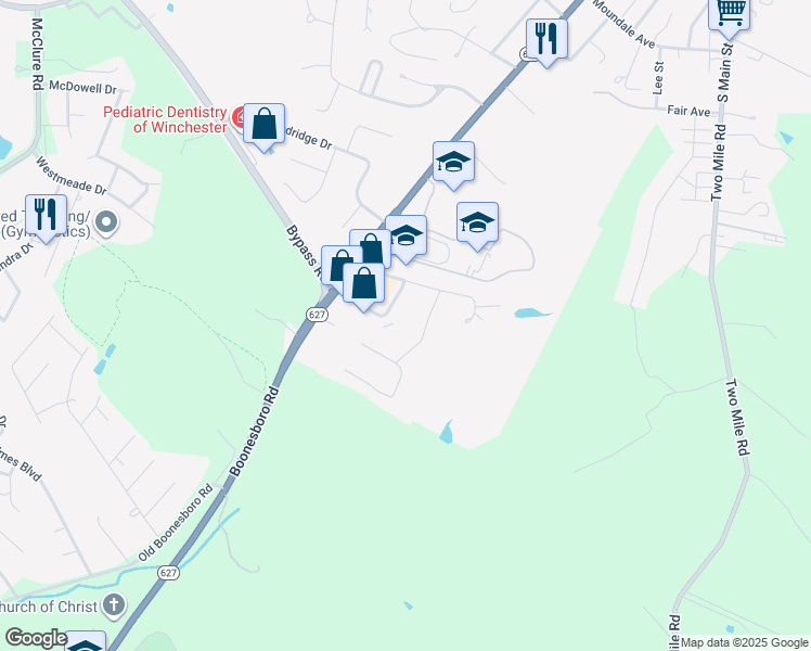 map of restaurants, bars, coffee shops, grocery stores, and more near 200 Hubbard Road in Winchester