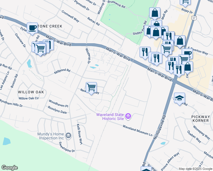 map of restaurants, bars, coffee shops, grocery stores, and more near 3725 Lochdale Terrace in Lexington