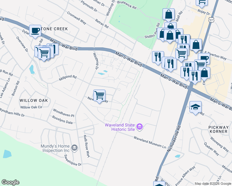 map of restaurants, bars, coffee shops, grocery stores, and more near 3725 Lochdale Terrace in Lexington