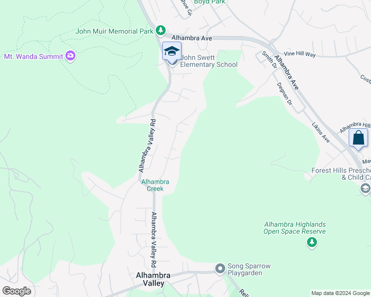 map of restaurants, bars, coffee shops, grocery stores, and more near 11 Sequoia Way in Martinez