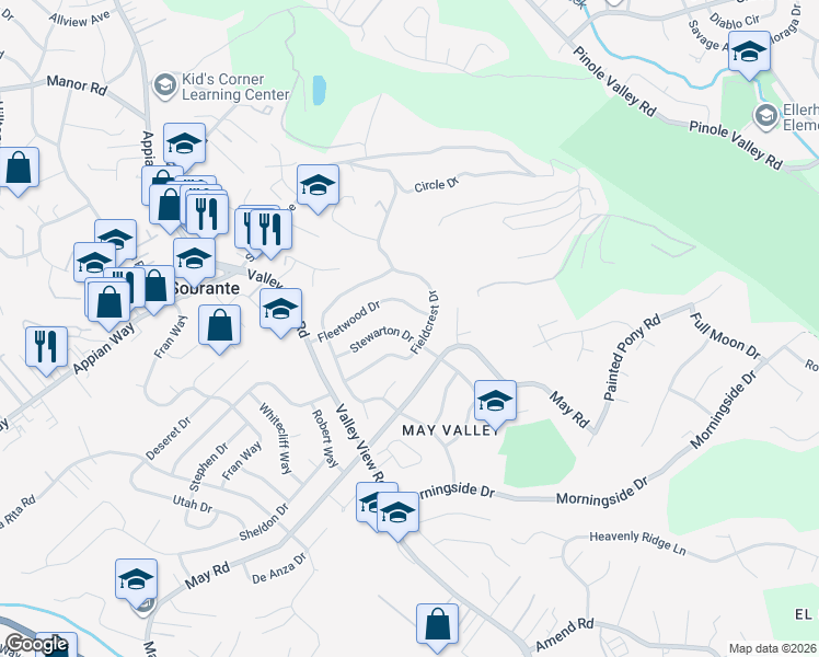 map of restaurants, bars, coffee shops, grocery stores, and more near 3449 Stewarton Drive in Richmond
